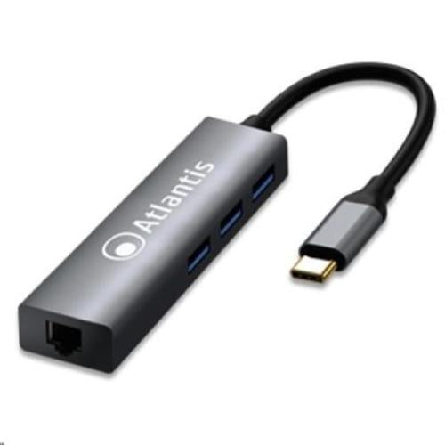 ADATTATORE TYPE-C A LAN + HUB USB ATLANTIS