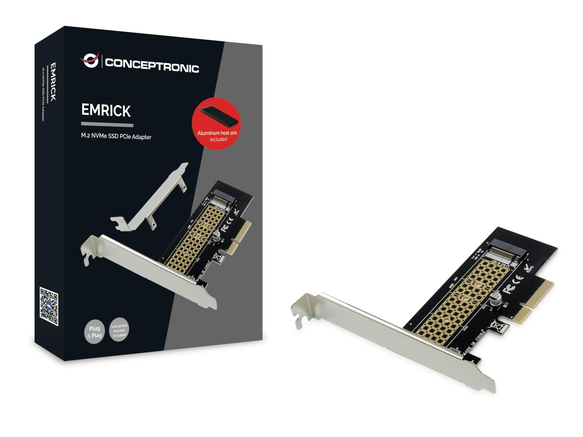 SCHEDA PCI-E SSD M.2 NVME CONCEPTRONIC EMRICK05BS SUPPORTA PCIE GEN 3.0X4