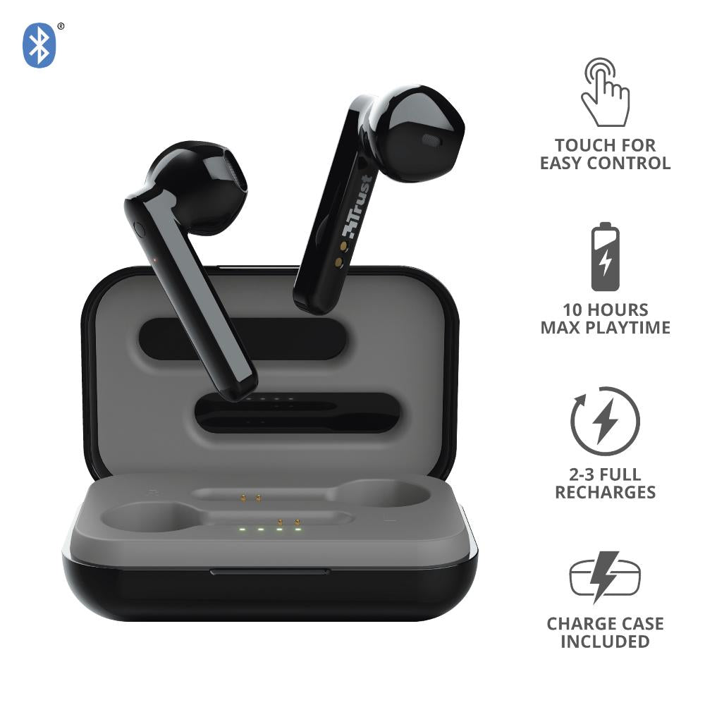 Trust Primo Auricolare True Wireless Stereo (TWS) In-ear Musica e Chiamate Bluetooth Nero