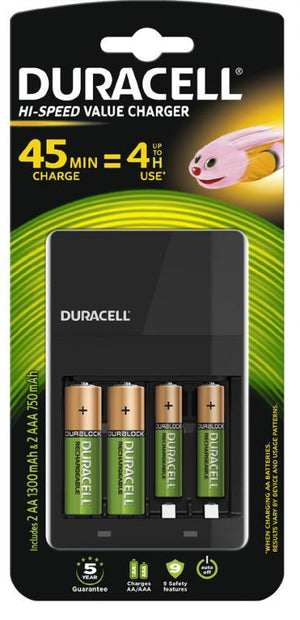 Duracell Caricabat Value CEF14 (45min) + 2xAA, 2xAAA