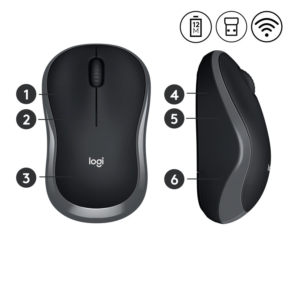 MOUSE WIFI M185 GREY