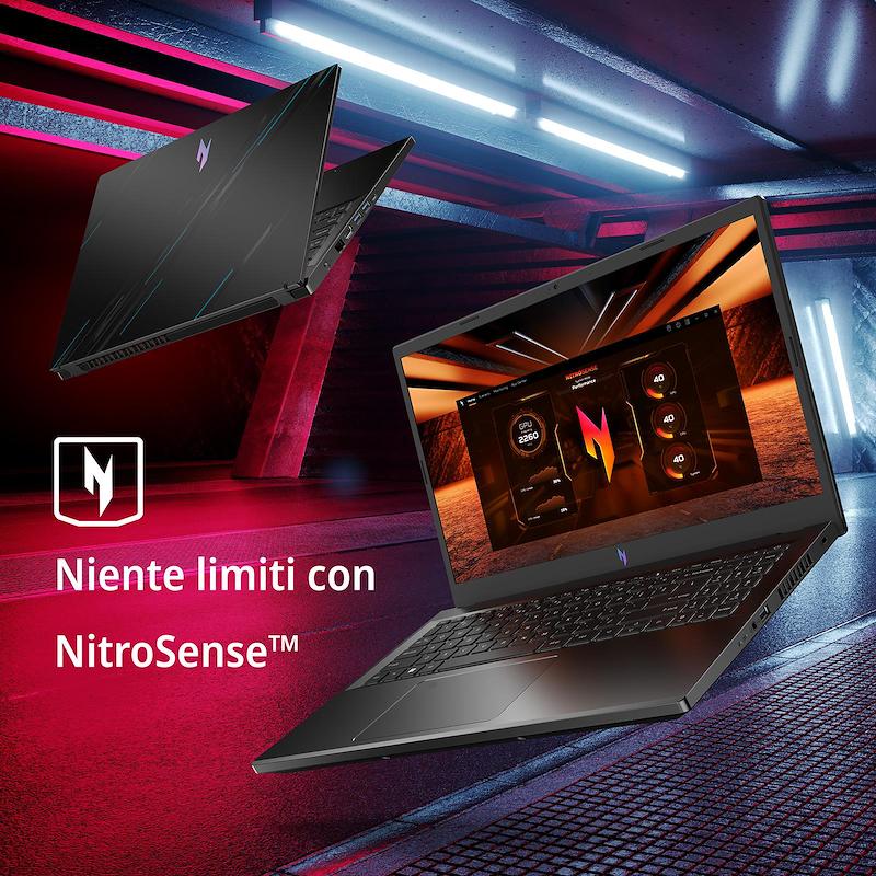 NOTEBOOK ACER NITRO V15,INTEL I9-13900H, 16GB DDR5 RAM, 1TB SSD, 15.6 IPS FHD,GEFORCE RTX 4060 8GB GDDR6, FREEDOS, TASTIERA RETROILLUMINATA.